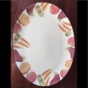 Matceramica serving platter hand painted vegetable pattern made in Portugal